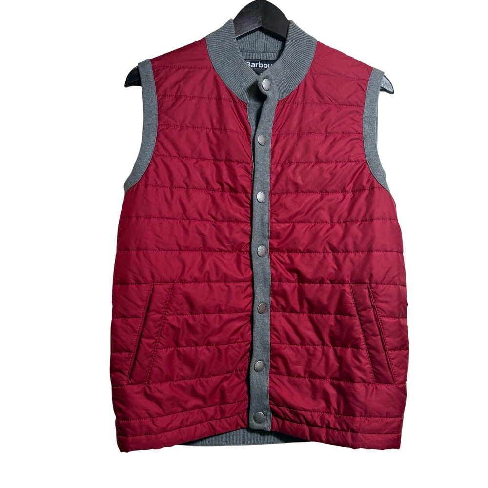 Barbour Weather Comfort Quilted Vest Men S Red Grey Hybrid Gilet MKN0920RE51